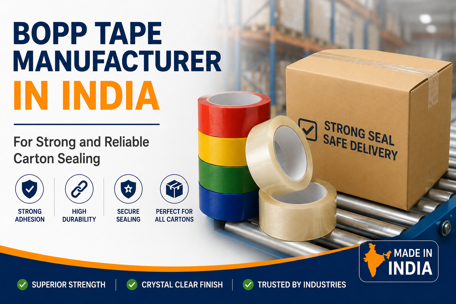 Color BOPP Tape Manufacturer in India for Strong and Reliable Carton